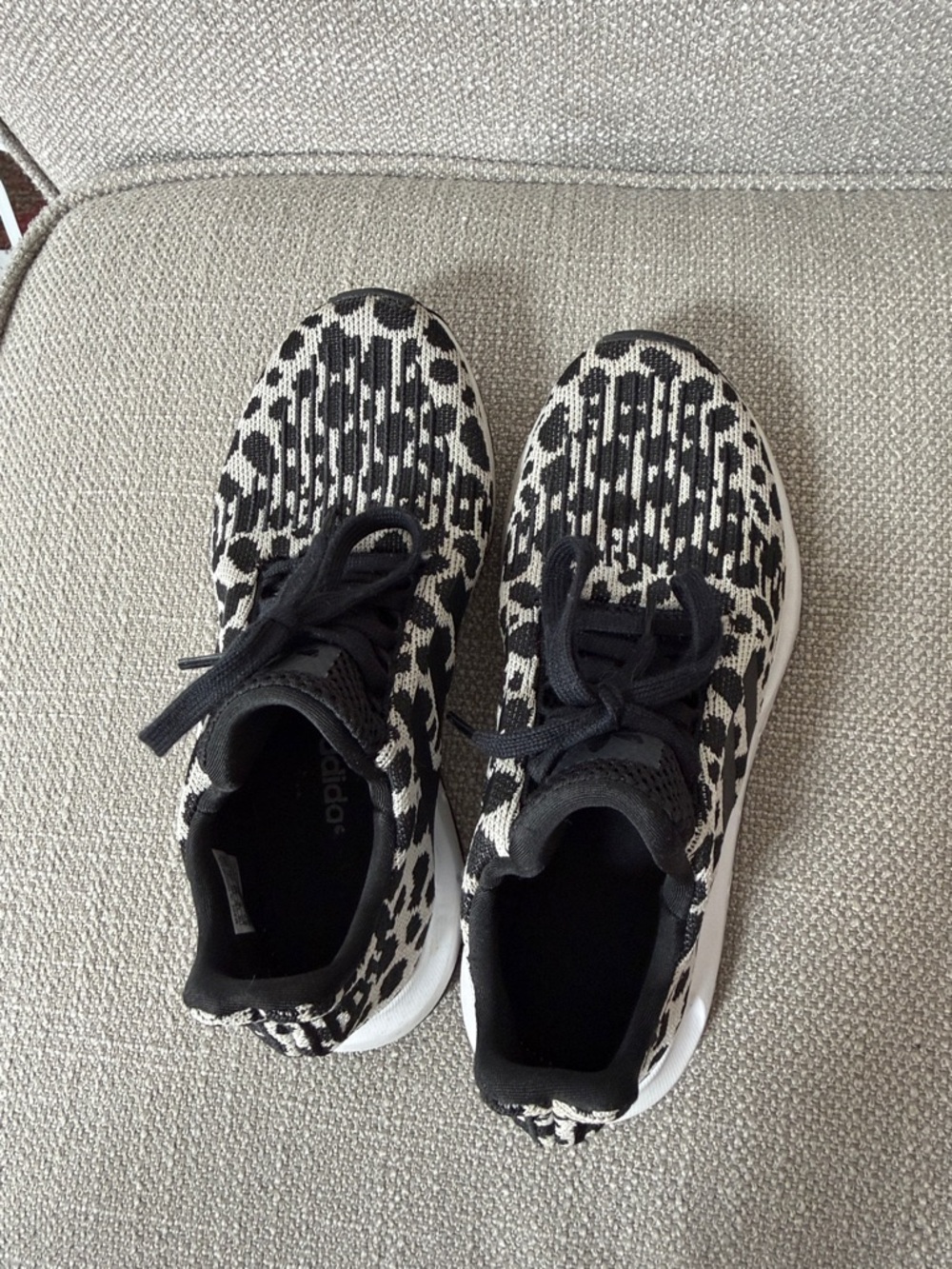 adidas Black & White Leopard Print Knit Runners - Picture 4 of 5